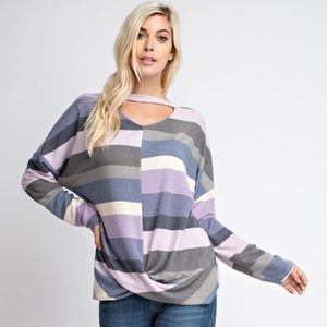 NWT- Beautiful Women's Stripe Print Top